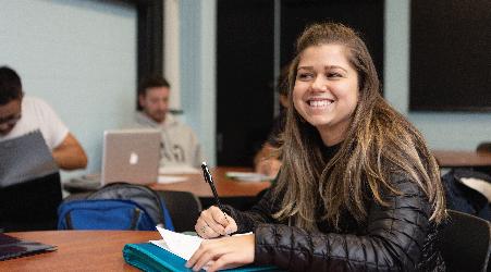 student in classroom